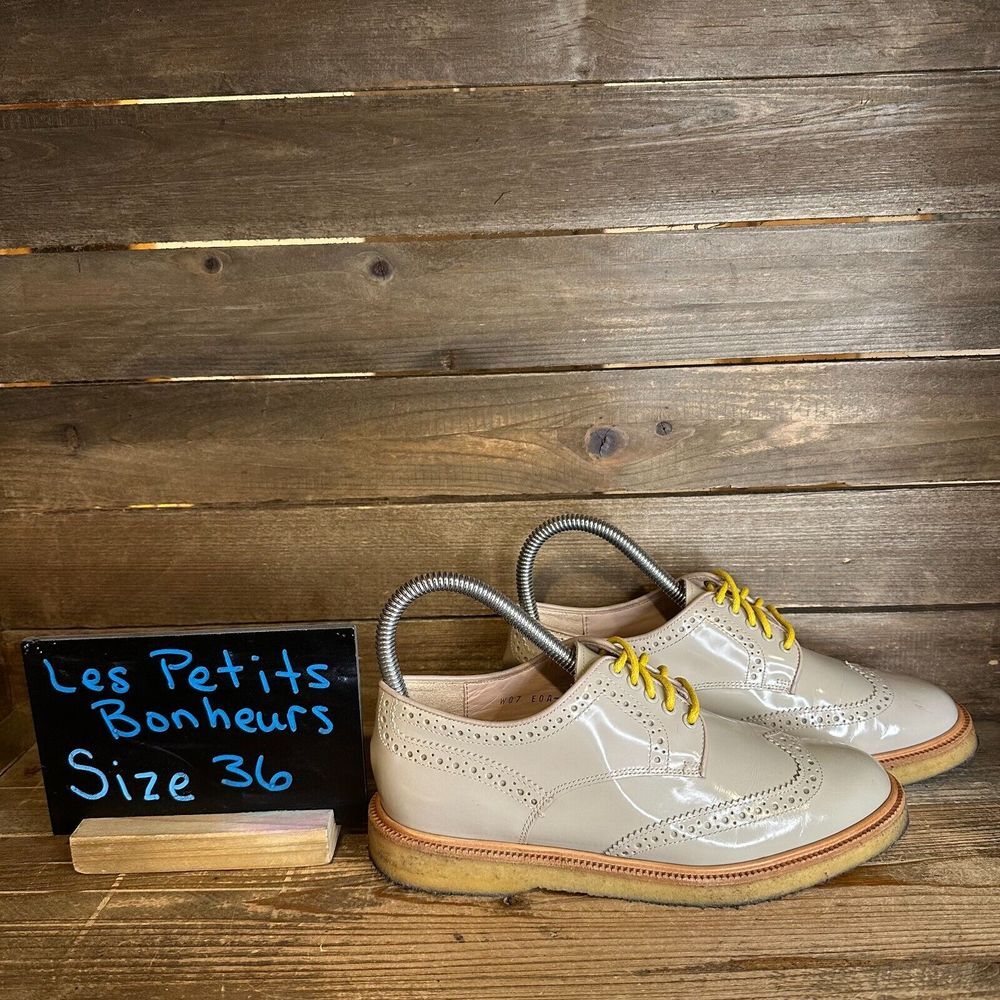 Womens Les Petits Bonheurs Rufus Gray Leather Wingtip Oxfords Size 36‎ US 5.5 M